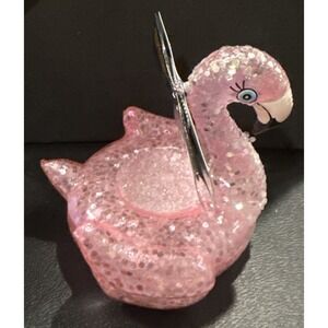 Robert Stanley Pink Flamingo Float Glittery Bird Glass Christmas Ornament NEW
